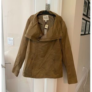 New Thread and Supply Faux Suede Zip-Up Brown Jacket.